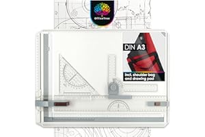OfficeTree Drawing Board A3 Set - Geo Board 37 x 50 cm - 7 pcs. Architecture Equipment - Architecture Drawing Set - Drafting Table with Carrying Bag and Technical Drawing Equipment