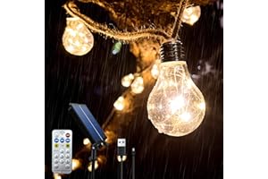 DreiWasser 30 LED Solar Lichterkette Haufseil Außen Glühbirnen 9M und Zuleitung 5M mit 4 Heilligkeit und 3 Timer