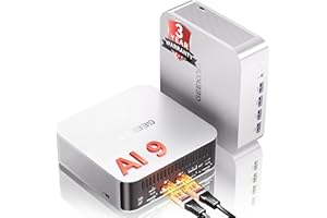 GEEKOM AI Mini PC A9 Max con AMD Ryzen AI 9 HX 370(80 TOPS),32GB DDR5 RAM e 1TB NVMe SSD(Espandibile),Windows 11 Pro,HDMI 2.1/USB4/DP1.4/2.5G Dual LAN/8K Quad Display/WiFi 7/BT 5.4