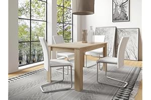 FURNCO | Dining Table - Alden DT, 140x80x75 cm | Sturdy and Stable Wooden Dining Table for 4-6 People | Kitchen Dinner Table for Dining Room, Home, Office | Sonoma Oak (chairs not included)