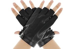 COMNICO Guanti da guida senza dita, in similpelle PU, per sport all'aria aperta, cosplay, per uomini, donne, adolescenti, Nero , 6.1 × 3.94 × 0.14 inches