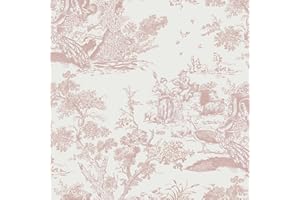 Yomshi Papier Peint Autocollant Vintage 41 x 300 cm Film Adhésif en Vinyle Papier Peint Arbre et Animaux Film de Protection Mural Imperméable Papier Peint Rose pour Chambre à Coucher, Salon, Cuisine