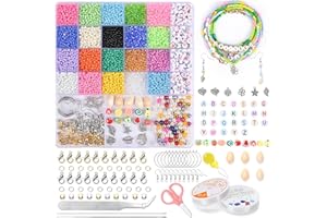Victse Perline per Braccialetti, 20 Colori 9200+ Pezzi 3 mm Perline per Bigiotteria Fai da te con Perline Lettera Kit, Kit Braccialetti Fai da te Bambina Adulti, Perline per Collane
