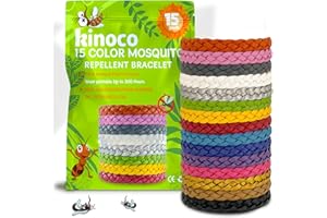 kinoco DEET-Free Natural Mosquito Repellent Bracelets 15 Pack - 300-Hour Protection Wristbands for Adults, Kids | Outdoor, Travel, Camping | Long-Lasting Insect Repellent