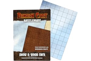 DUNGEON CRAFT Wood and Snow Battle Map – Double-Sided Waterproof Gloss Terrain Mat – Compatible with DND & TTRPG – 33 x 24 Inch Tabletop Grid