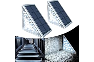 TOTHDATE 2er-Set Solar Treppenbeleuchtung Aussen Kaltweiß Licht, Solar Stufenleuchten Außen IP67 Wasserdicht für Boden Veranda Dekor Hof Pfad Garten Gehwege