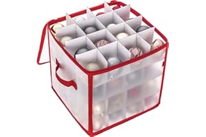 FiNeWaY CHRISTMAS TREE 64 BAUBLE DECORATIONS HOLDER LARGE PLASTIC STORAGE BAG BOX XMAS (Red)
