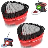 2 Pack Replacement Heads for Vileda EasyWring 1 Tank Spin Mop with | Abrasive brush with two types of bristles, 20&deg; bristles