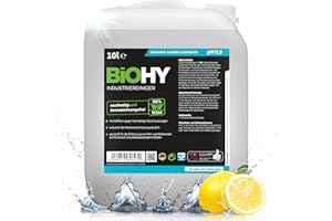 BiOHY Detergente industriale (Lattina da 10 Litri) | detergente per officina | contro grassi e oli | ideale per metallo, plastica, vetro, utensili senza schiuma e striatura (Industriereiniger)