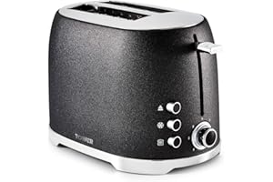 Tower Glitz T20029 2 Slice Metal Toaster with Adjustable Browning Control, Defrost and Reheat Settings, Black