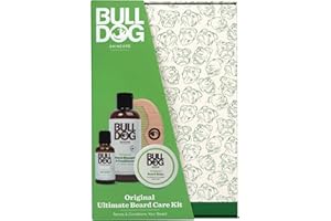 Bulldog Skincare - Original Ultimate Beardcare Kit cadeau pour homme (1 shampoing et après-shampoing à barbe original 200 ml, 1 huile à barbe originale 30 ml, 1 baume à barbe original 75 ml, 1 peigne
