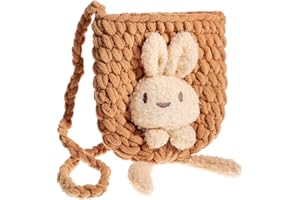 VALICLUD Häschen-Umhängetasche für Kleine Mädchen, aus Wolle Gewebte Umhängetasche, Cartoon-Kaninchen-Geldbörse, Münztasche