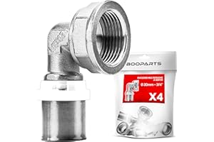 BOOPARTS - 4 pièces - raccord à sertir - coude de transition à sertir multicouche Ø20 x 3/4 (20/27) femelle contour TH - pour joindre un tube multicouche et un raccord filleté femelle