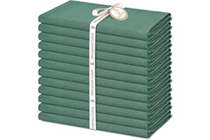‎SHOWGEOUS Showgeous 12 Stück Leinen Baumwoll Servietten 40x40cm Dinner Stoffservietten Baumwolle Leinen Mischgewebe Servietten Waschbar Wiederverwendbar Leinen Flachs Servietten für Hochzeit Dinner Party(Grün)