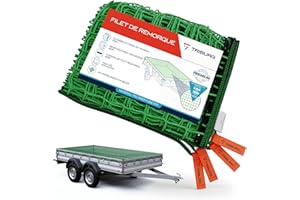 TRIBURG Filet pour remorque 3x4 avec marquage des Angles et renforcement des Bords - Filet pour remorque avec élastique de Tension pour Une sécurisation optimale du Chargement