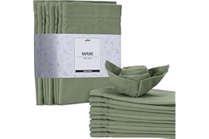JEMIDI Servilletas Tela - 12x Servilletas Verdes de Tela de 100% Algodón Oeko Tex - Servilletas Tela Verde con Aspecto de Lino - Set 12x Servilleta de Algodón 40 x 40 cm