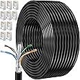 Ethernet Cable 50m, Cat 6 External Bulk Internet Cable 50 Meters FTP 23AWG Lan Cable Extra Long High Speed Network Cable Shielded Anti-Jamming Weatherproof Rj45 Patch Cable 164ft