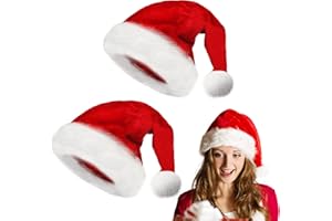 obqo Christmas Plush Santa Hat for Adult, Unisex Adult Christmas Hats Fabric, Plush Christmas Costume Classic Hat, Adult Size