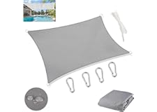 AMINAC Sun Sail, 3x4M Sun Protection Sun Sail Weatherproof Sail Shade PES UV Protection Sun Sail Rectangular for Garden Outdo