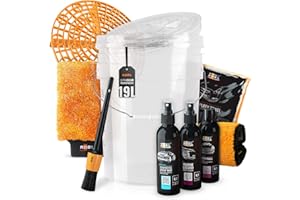 SHINY FREAKS ADBL Kit de lavage voiture: Kit seau de lavage (5GAL) y grit & couvercle pour le lavage à la main de la voiture - nettoyage, entretien & vitrification de la peinture et des jantes | 10-pcs