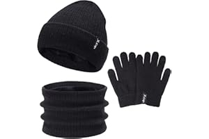 Bequemer Laden Kinder Winter Warm Mütze Loop Schal Handschuhe Set, Baby Wintermütze Fäustlinge Schlauchschal für 0-3 Jahre, Mädchen Jungen Strickmütze Touchscreen Winterhandschuhe für 4-8 Jahre