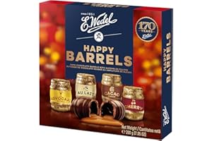 E.Wedel Chocolate Gift | Happy Barrels Liqueur Chocolates Gift Box | Pack of 1 x 200g | Chocolate box with Alcoholic Filling | christmas chocolate