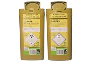 Munitech, Sharps Bin 0.3L, Sharps Container With Safety Web for Needle Disposal, Eco Friendly Value Pack (Pack of 2)