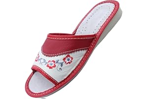 APREGGIO Damskie skórzane kapcie z nubuku, ręcznie wykonane, otwarte klapki, miękkie i wygodne w noszeniu, mocna podeszwa