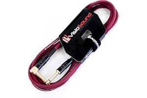 VisioSound Premium Guitar Bass Lead 6.35mm 1/4" Angled Jack/Pro Noiseless Instrument Cable (Purple, 3m)