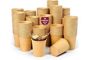 SOMLAW 300 stycken kaffemuggar, pappersmuggar, 210 ml/7 oz, engångskoppar, kaffemuggar för te, dryckesbägare av kartong, för