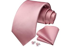 HISDERN Męski krawat w jednolitym kolorze i poszetka zestaw spinki do mankietów ślubne formalne krawaty biznesowe dla mężczyzn