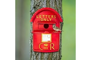 Garden Mile Red Post Box Bird House Weatherproof Resin Nesting Box for Birds, Garden Ornaments Outdoor Heavy Duty Hanging Birdhouse Garden Decor, Unique Gift for Dads or Grandparents
