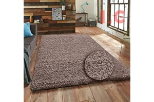 LG TRADERS LIMITED Small X Large Non Slip Shaggy Rug Carpet Soft Thick Lounge Bed Room Hallway Mess Area Rugs Mocha, 160 x 230 cm (5 ft 3 in x 7 ft 7 in)