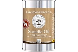 OLI NATURA ÖLE & WACHSE OLI-NATURA Scandic-Oil For Furniture - Rohholzeffektöl - 1L Farblos - Lösungsmittelfrei, invisible Holzöl Innenbreich - Möbel Holztisch Stühle Kommoden Schränke - Eiche Fichte Kiefer Tanne