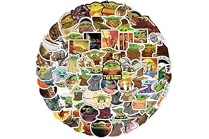 EVANMADER 100 Stück The Mandalorian Aufkleber, Baby Yoda(Grogu) Wasserfeste Vinyl Sticker für Laptops Gepäck Helme Skateboards Computer Tassen Fahrräder Spielzeug Tischplatten usw