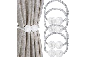 UV STYLISH Fermatenda magnetico – 4 pezzi di perle a sfera per finestre con magneti per decorazione della casa, ufficio, hotel, finestre (grigio)