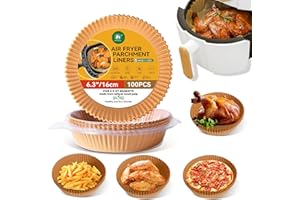 FOYER NUAGE Air Fryer Liners, 6.3 Inch Round BPA-Free Air Fryer Disposable Paper Liners, Food Grade Baking Paper Oil-Proof, Water-Proof for Air Fryer Microwave (100pcs)