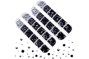 BLINGINBOX DMC Hotfix Rhinestone 2 Box Total 5200 Pieces Mixed Size Round Crystals Glass Gems for Costume Jewelry Making (Jet)
