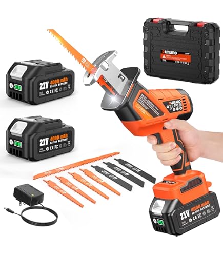 Scie Sabre Sans Fil Compatible Batteries Maa-kita 21V - 2 Batteries 3.0Ah, 6 Vitesses Jusqu'à 3500 SPM - Avec 4 Lames Bois/métal
