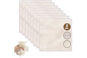 GUANGYUAN Garza Alimentare50 × 50 cm Cheese Cloth, Cotone Naturale, Riutilizzabile Filtro Tessuti, Etamina Cucina Filtrante per Alimenti, Vino, Tofu, Caffè-8 Pezzi