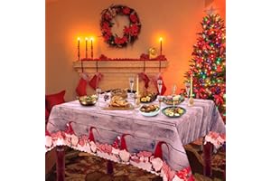 ‎AITSITE Aitsite Tischdecke Weihnachten, 180 x 150cm Rechteckige Abwaschbar Weihnachtstischdecke, Tischtuch Weihnachtstischläufer für Tischdeko Weihnachten Wohnkultur Versammlungen Grau