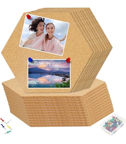 24 Panneaux En Liège Hexagonaux - Pour Tableau D'affichage Mural, Déco Bureau Ou Chambre