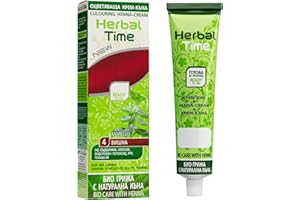 ‎HERBAL TIME Herbal Time Natürliche Haarfarbe mit Henna Farbe Kirschrot Nº 4 | Henna haarfarbe | Temporäre Haarfarbe | Ohne Ammoniak, Sulfate, Parabene | Natural Hair Colour | Colour 100% Vegetable | 75ml