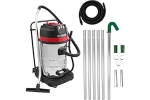 MAXBLAST Gutter Cleaning System 80L Industrial Wet & Dry Vacuum Cleaner 24ft Gutter Pole Kit 1.2m - 7.2m Drain Pipe Sucker Long Reach 5m Hose Attachments Bagged Bagless Cloth Filter 3000W Triple Motor 9m Cable