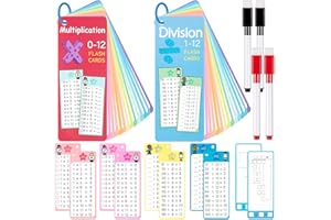ZYJBD 29 Karten 1x1 Lernkarten Multiplikation und Division, Einmaleins Karten mit 4 abwischbaren Stiften & Ringen,Wiederverwendbare Flashcards zum Rechnen Lernen,Rechnen Üben für Schule & Zuhause