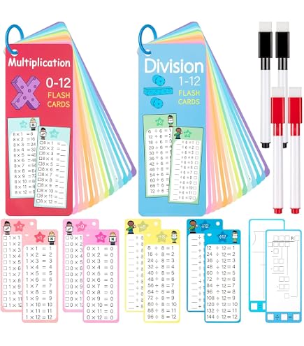 Cartes Flash De Multiplication Effaçables à Sec – 14 Cartes Réutilisables + Stylo – Apprentissage Ludique Pour Enfants – Format Pratique