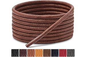 Handshop 3 paires Lacets Ronds Cirés pour Chaussures de ville，ø2.5mm pour les Brogues, Derbies, Oxford, Affaires, aux lacets de Bottes de Désert et de Bottines pour Hommes et Femmes