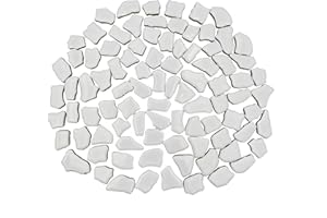 YOZIEMQ Unregelmäßige Keramik-Mosaikfliesen, 1,7 cm - 3,9 cm, 500 g, Keramik-Mosaikfliesen zum Basteln, Keramik-Mosaikstücke für Heimdekoration oder Bastelarbeiten, Mosaik-Zubehör (weiß)
