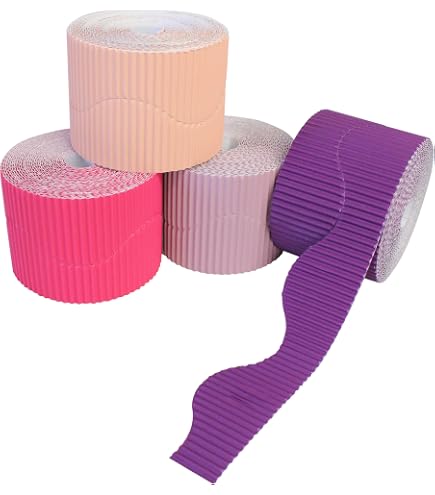 Bright Ideas Lot 12 Rouleaux Bordure Ondulée Scolaire - Couleurs Assorties, 10 Cm X 5 M (x2 Par Rouleau), Idéal Affichage Classe