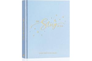 Lanpn Baby Memory Book - Linen Baby Book Memories Keepsake - The Story of You - Newborn to 5 Year Journal Scrapbook Photo Album for Boy Girl (Blue, 154 Pages)
